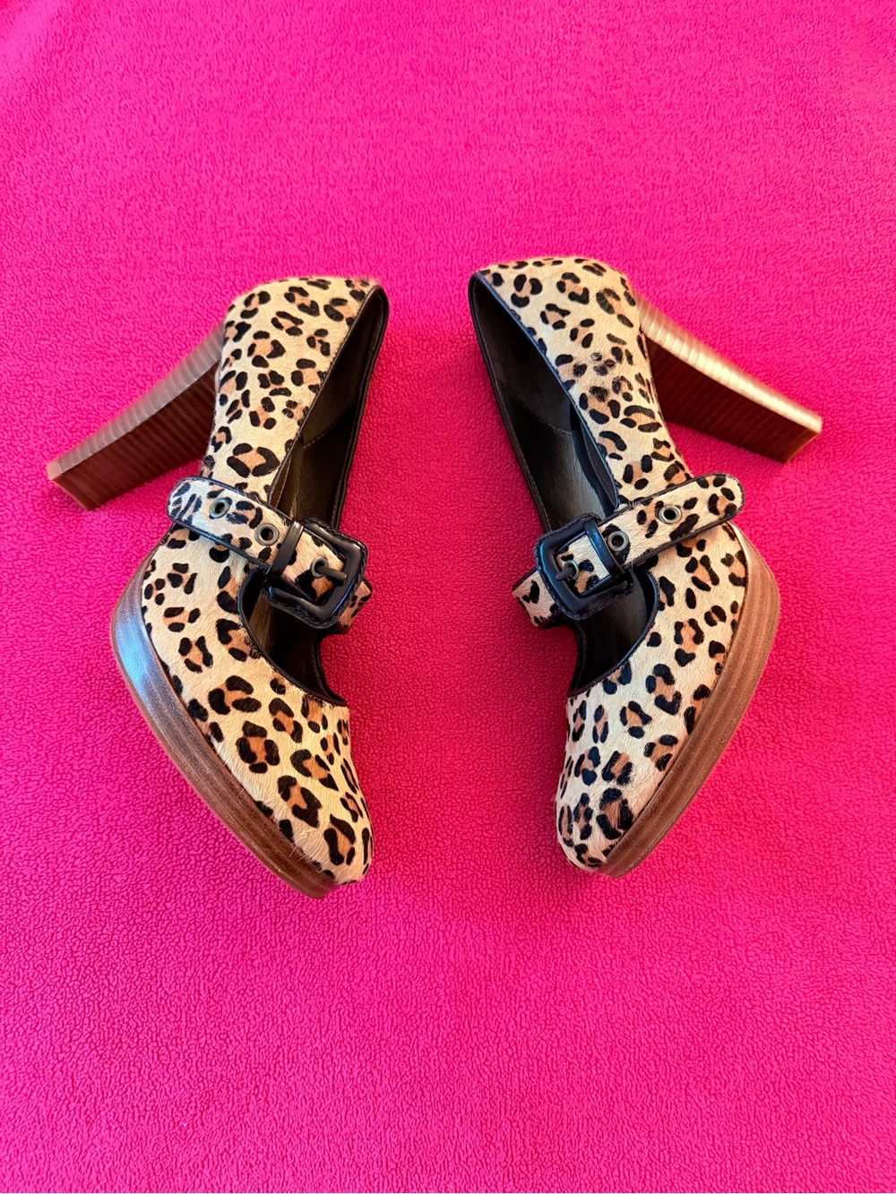 Saks Fifth Avenue Leopard Print Mary Jane High Heel Pumps